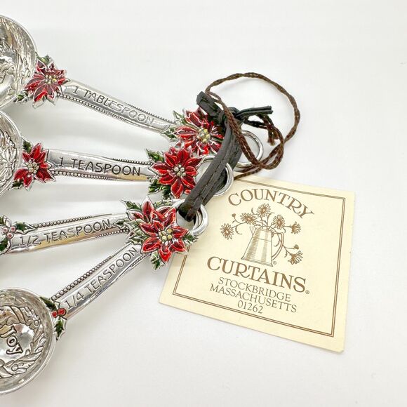Country Curtains Poinsettia Peace Love Hope Joy Christmas Measuring Spoons NWT - Picture 2 of 8